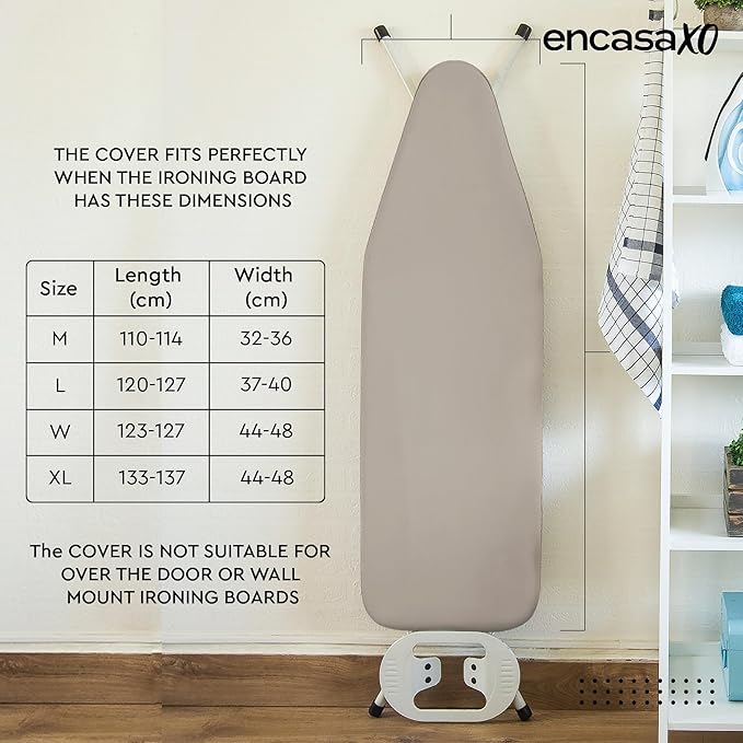 Encasa XO Ironing Board Cover and Pad 42"x14" - 4mm Felt Medium Iron Board