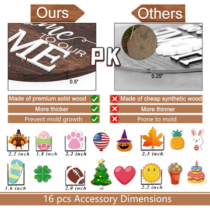 Yonuni 12x12 Inch Interchangeable Welcome to Our Home Door Sign