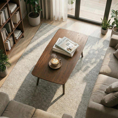 Bamskov Mid Century Modern Coffee Table: 100% Solid Wood Coffee Table - 2-Tier Storage Design - Space Saving Small Coffee Tables for Living Room, Apartment (Walnut, 31.49")