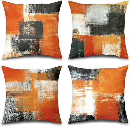 Burnt Orange Throw Pillow Covers 20x20 Set of 4 Decorative Cushion Cover Taupe Abstract Art Painting Pillow Covers for Sofa Couch Bedroom Living Room Outdoor Home Décor