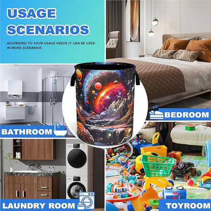Dream Galaxy Mountains Laundry Basket Funny Oxford Cloth Laundry Hamper