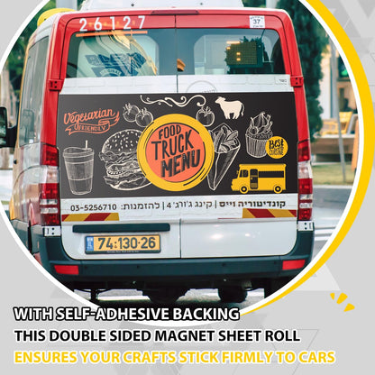 Relaxweex 16 Inch x 5 ft x 30mil Extra Large Adhesive Magnetic Sheet Roll Not Printable Adhesive Backing Cut and Customize Flexible Sheets Blank White Surface Magnetic Sign for Craft Photo Craft