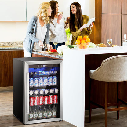 Antarctic Star Beverage Refrigerator Cooler - 145 Can Mini Fridge Glass Door for Soda Beer or Wine, Clear Front Door for Home Office or Bar, 4.4Cu.Ft