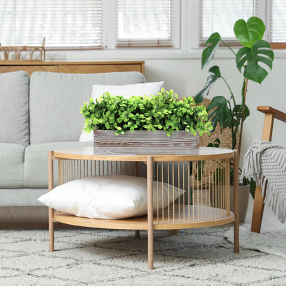 Lyrow 2 Pack Artificial Eucalyptus Plants in Rectangular Rustic Wooden Planter Box Faux Potted Herb Plant Greenery Centerpiece for Cabinet Windowsill Table Shelf Wedding Farmhouse Decor (White,16 '')