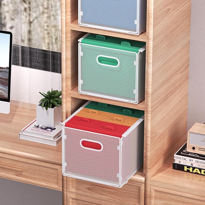 Samstar Hanging File Organizer, Mesh File Folder Organizer Crate Cabinet