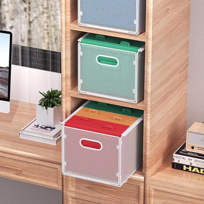 Samstar Hanging File Organizer, Mesh File Folder Organizer Crate Cabinet