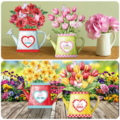 Gueevin 18 Set Mother's Day Craft Kits Watering Can Blossoms Card Making Kit for Card Making Supplies & Crafting with Sticky Foam Pads Handmade DIY Supplies Holiday Gift for Birthday Party Mothers Day