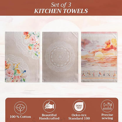 Maison d' Hermine Kitchen Towels Set of 3 100% Cotton 27.50" x 20" Reusable