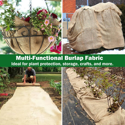 40" x 17 Feet Burlap Fabric Roll – Burlap Fabric by the Yard, Natural Jute Garden Fabric for DIY Crafts, Multipurpose Tree Wrap, Outdoor Plant Cover, Weed Barrier, Landscaping, Rustic Party Decor