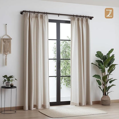Zeerobee Curtain Rods for Windows 66 to 120, 1 Inch Industrial Wrap Around Antique Bronze Curtain Rod, Indoor/Outdoor Room Divider Adjustable Drapery Pole, 66"-120"