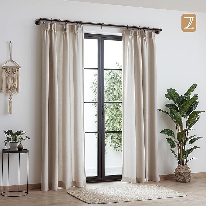 Zeerobee Curtain Rods for Windows 72 to 144, 1 Inch Industrial Wrap Around Antique Bronze Curtain Rod, Indoor/Outdoor Room Divider Adjustable Drapery Pole, 72"-144"