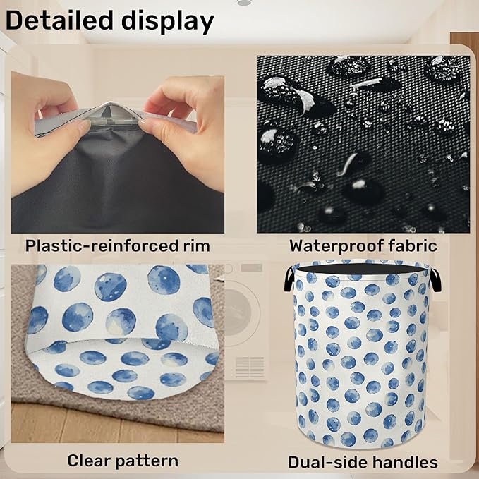 Blue Polka Dots Laundry Basket