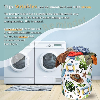 Funny Hawaii Laundry Hamper Surf Beach Elements Colorful Laundry Basket
