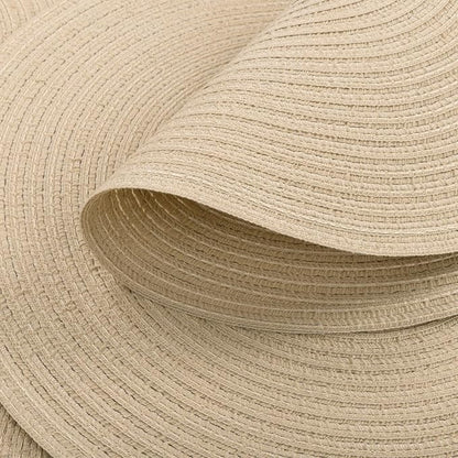 SHACOS 15 inch Round Braided Placemats Set of 4 Cotton Polyester Place Mats Washable Kitchen Dining Table Mats for Dinner Party Table Decor (Light Beige, 4)