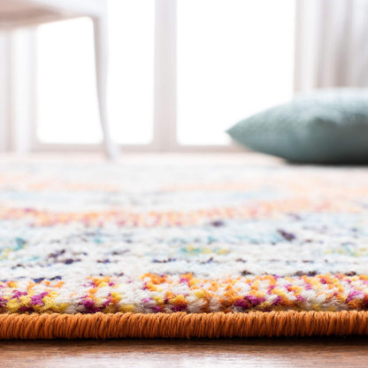 SAFAVIEH Area Rug 6x9 - Madison Collection - Orange & Teal, Boho Chic Distressed Medallion Design, Non-Shedding & Easy to Clean, Ideal for Living Room, Bedroom, Dining Space (MAD473P)