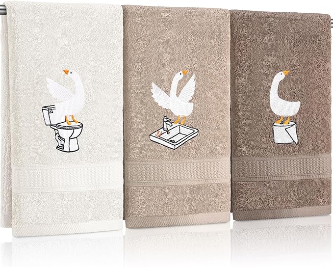 3 Pcs Silly Goose Hand Towels Decorative Silly Goose Bathroom Decor Geese Gifts