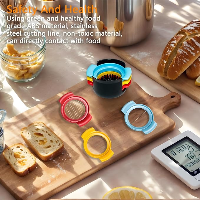 3-in-1 Egg Slicer for Hard Boiled Eggs, Stainless Steel Wire Egg Cutter/Dicer with Plastics Non-Slip Base, Multi-Purpose Kitchen Tool for Soft Fruits, Strawberries, Mushrooms, Easy to Clean