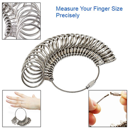 Ring Sizer Measuring Tool Kit, 27 PCS Metal Ring Gauge Set with Rubber Jewelry Hammer, Ring Mandrel & Measuring Stick, US Sizes 0-13, Ring Shaper for Jewelry Making, Repair & Wire Wrapping