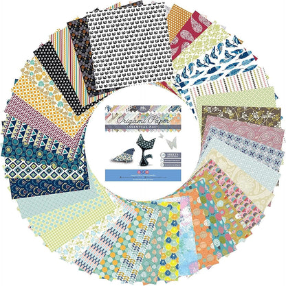 Japanese Origami Paper Set - 120 Sheets - Traditional 6x6 Folding Kit Featuring Floral, Animal, Aztec, Geometric Designs for Kids and Adults