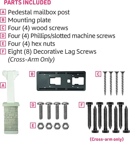 Premium Mailbox Post Set Cross-Arm Classic Coffee