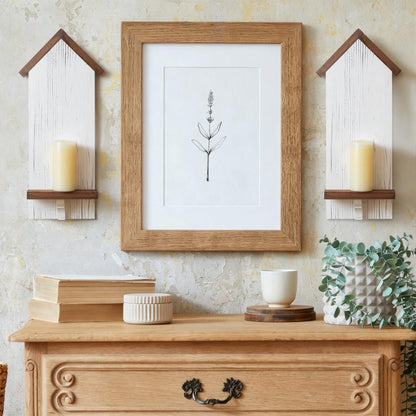 Xuhal 2 Pcs Farmhouse Candle Sconces Wall Decor Rustic Wooden Candle Holders Distressed White Candles Sconces Farmhouse Hanging Wall Decoration for Fireplace Mantel Aisle Display Shelves