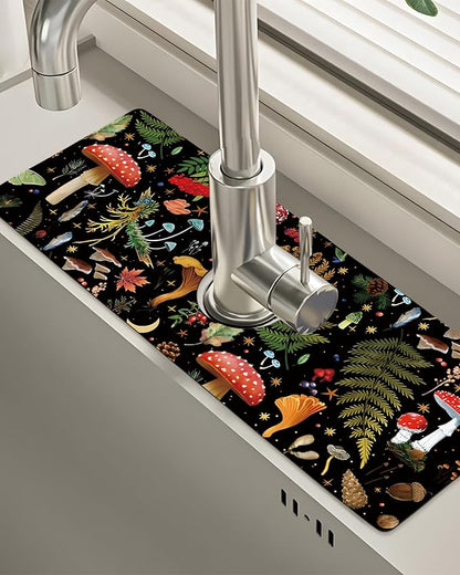 Patterned Sink Faucet Mat Kitchen Splash Guard Super Absorbent Drying Mat