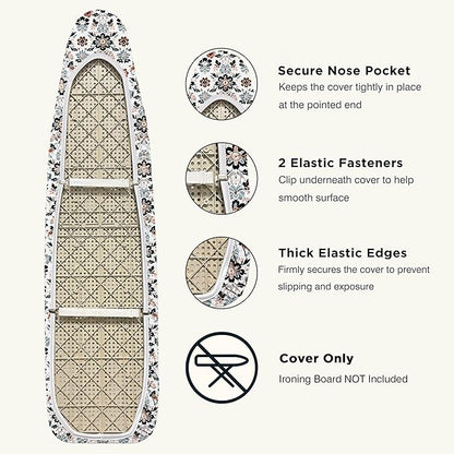 Ironing Board Cover and Pad 18"x54" Extra Thick Natural Cotton, Scorch and