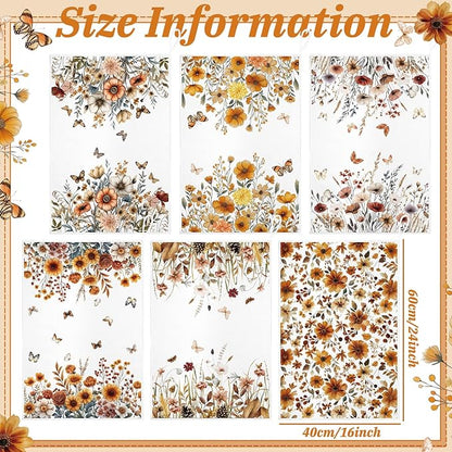 Geyoga 6 Pcs Spring Floral Kitchen Towels Flamingo Dish Hand Towels Sunflower