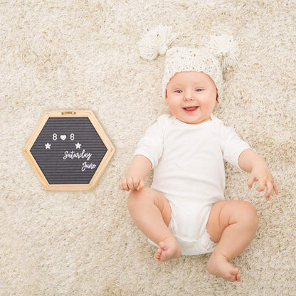 Whaline Double Sided Felt Letter Board Kit with 510 Letters Wooden Stand Bag Hexagon Felt Letter Boards for Home Baby Nursery School Classroom Teaching Tool Office