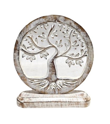 VANIYA CRAFTS® Wooden Carved Handmade Engraved Table Decor Tree of Life Table Sculpture Home Decor Statue for Living Room, Bedroom, Office Desktop, Cabinets