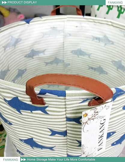 FANKANG Storage Basket, Nursery Hamper Canvas Laundry Basket Foldable