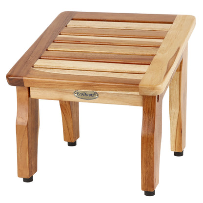 EcoDecors Teak Shaving Stool – 12" x102x12 Compact Shower Step Small Teak Foot Stool for Shaving Legs | Water-Resistant | Non-Slip Bathroom Step for Women