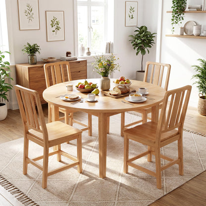Giantex Wood Dining Chairs Set of 2, Rubber Wood Kitchen Chairs with Hollowed Backrest, Natural Dining Room Chair, Wooden Side Chairs for Living Room Restaurant