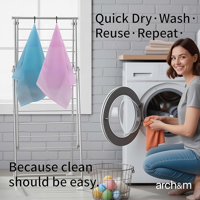 ARCH&M Exfoliating Washcloth & Shower Body Scrubber, 3 Pack | Japanese Washcloth, Korean Back Scrubber Towel, All Skin Type Daily Use in Shower, Textured Nylon, Smoother Skin, Quick-Dry