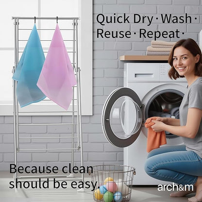 ARCH&M Exfoliating Shower Towel & Body Scrubber, Peach Purple Pink, 3 Pack | Japanese Washcloth, Hygienic, Nylon, Daily Use, Smoother Skin, Deep Exfoliation, 35-Inch, Quick-Dry, Durable Machine Washable