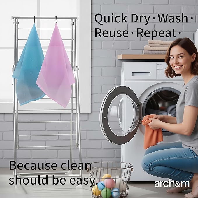 ARCH&M Back Scrubber & Exfoliating Washcloth, 3 Pack | 35-Inch Japanese Towel, Premium Nylon Mesh, For Back Acne & Rough Skin, Full Body Cleansing