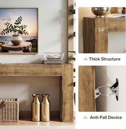 Tribesigns 63-Inch Solid Wood Console Sofa Table, Farmhouse Long Entryway Table Behind Couch for Living Room, Entrance, Hallway, Foyer, Easy Assembly