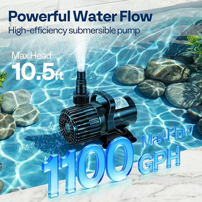 VIVOHOME Electric 62W 1100GPH Submersible Water Pump for Koi Pond Pool Waterfall Fountains Fish Tank and Aquarium