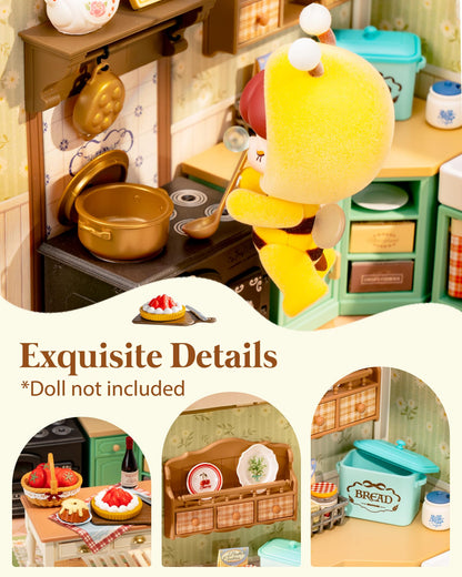 Rolife Super Creator Kits, Tiny House Building Blocks for Little Dolls, DIY Plastic Mini House Model Building Kits for Teens Aged 14+, DIY Crafts/Hobbies for Adult(Farmhouse Kitchen)