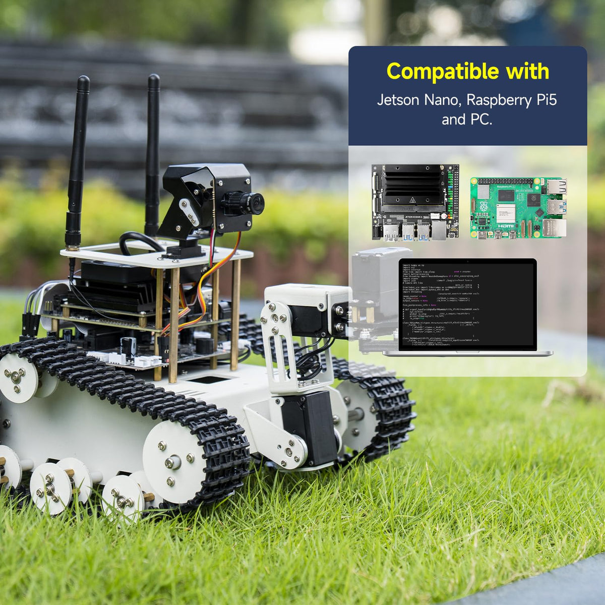 Yahboom DIY Programmable Project ROS Starter Tank Chassis Robot with AI Camera for Jetson Nano B01 Recognition Tracking OpenCV MediaPipe (Transbot-SE Without Nano)