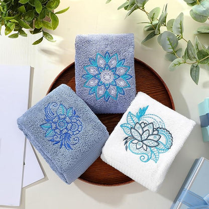 3 Pcs Mandala Hand Towels Mandala Flower Boho Bathroom Decor 14x29 Inch