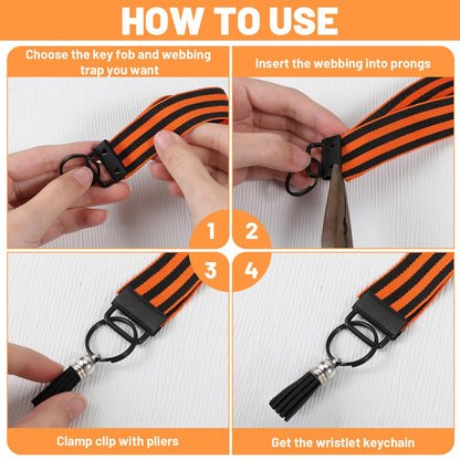 144 Pcs Keychain Hardware Set Key Fob Hardware Set - 48 Pcs 1 Inch Keychain with Keyring, 48 Pcs Colorful Leather Keychains Tassel and 48 Pack Swivel Snap Hooks for DIY Craft Supplies (Multicolor)