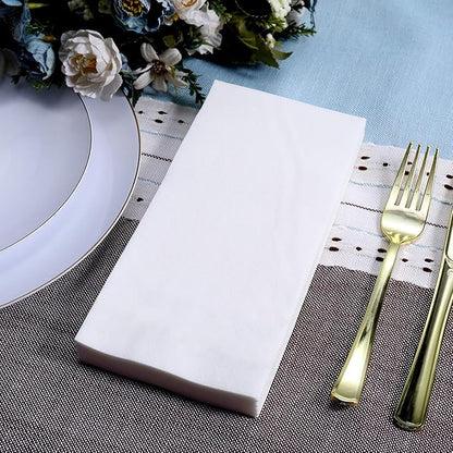 FOCUSLINE 100 Disposable Bathroom Napkins, Linen-Feel Paper Guest Towels