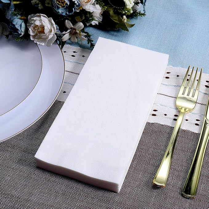FOCUSLINE 480 Disposable Bathroom Napkins, Linen-Feel Paper Guest Towels