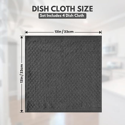 Infinitee Xclusives Premium Dish Cloth 100% Cotton 12 x 12 Inches |Pack of 4|