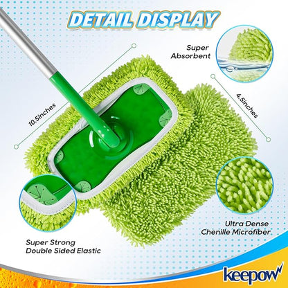 KEEPOW Reusable Microfiber Mop Pads Compatible