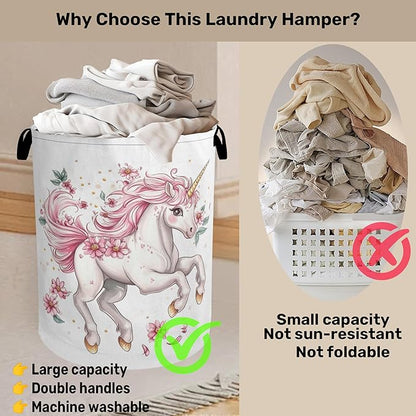 Unicorn Pink Foldable Canvas Laundry Basket