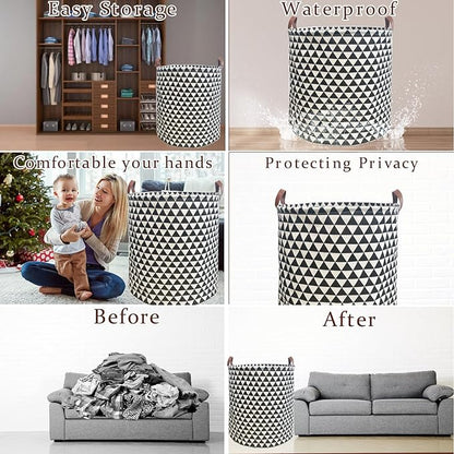 Waterproof Laundry Hamper Collapsible Laundry Basket Leather Handle Laundry Bag