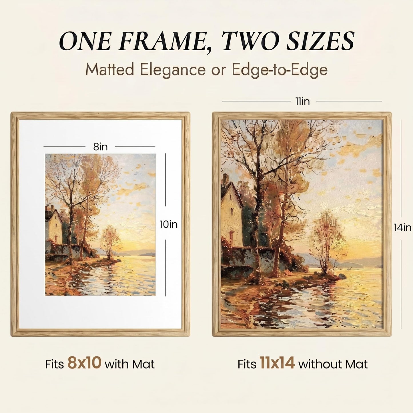 KovaScape Picture Frames,11 x 14 Picture Frame,Solid Oak Wood Picture Frame,11x14 Photo Frame with High Tempered Glass,11 by 14 Wooden Frame Matted to 8x10 Photo for Wall & Tabletop Display,1 Pack
