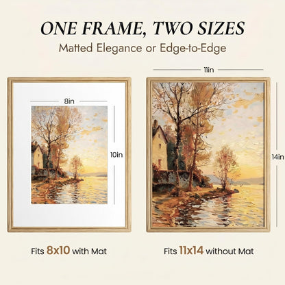 KovaScape Picture Frames,11 x 14 Picture Frame,Solid Oak Wood Picture Frame,11x14 Photo Frame with High Tempered Glass,11 by 14 Wooden Frame Matted to 8x10 Photo for Wall & Tabletop Display,1 Pack
